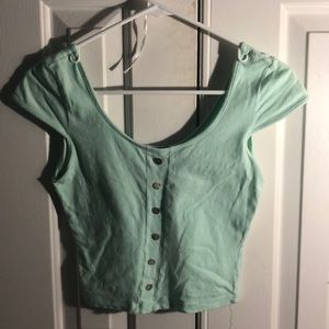 Off the shoulder mint green crop top!